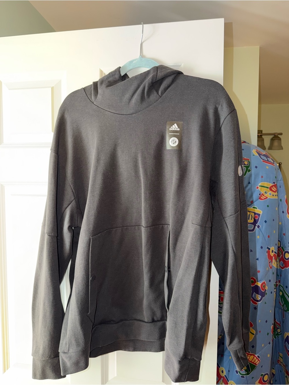 adidas Men’s Charcoal Black Pullover Hoodie New England Revolution XL